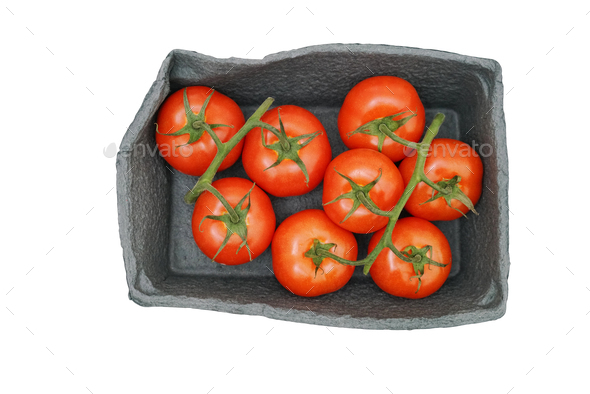 Red tomatoes in a cardboard box Stock Photo by cobaltstock | PhotoDune